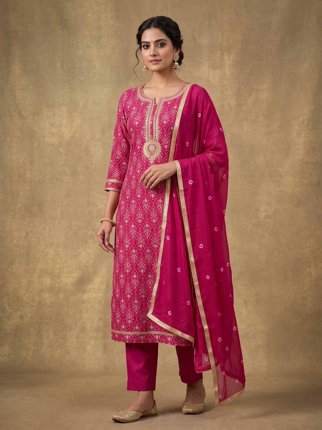 Peachmode Pink Unstitched Dress Material - Image 2