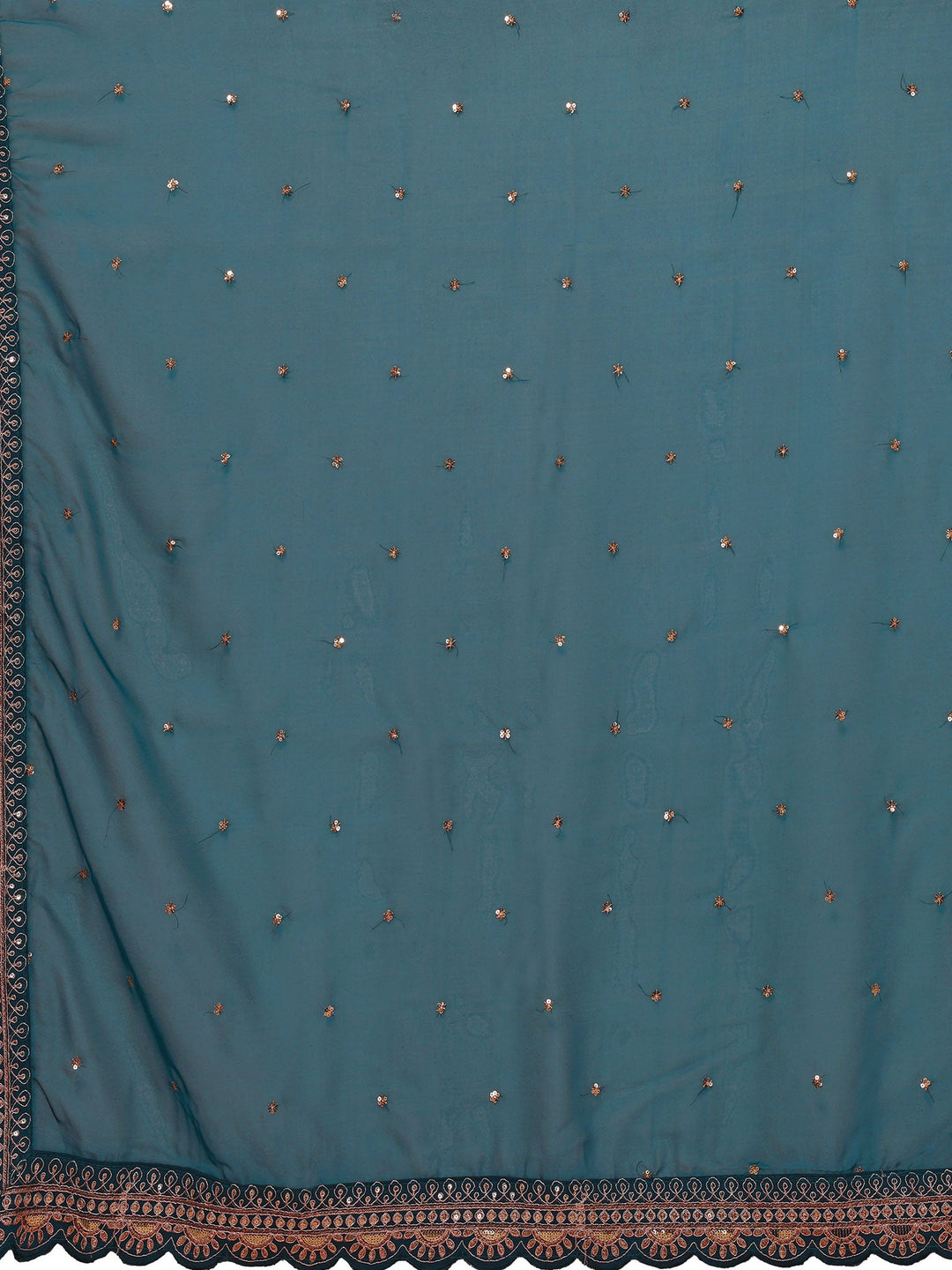 Blue Sequins Embroidered Embroidered Organza Saree - Image 5