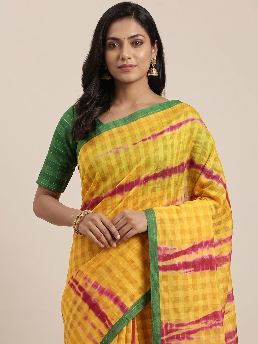 Yellow Casual Wear Printed Cotton Silk Saree - Image 4