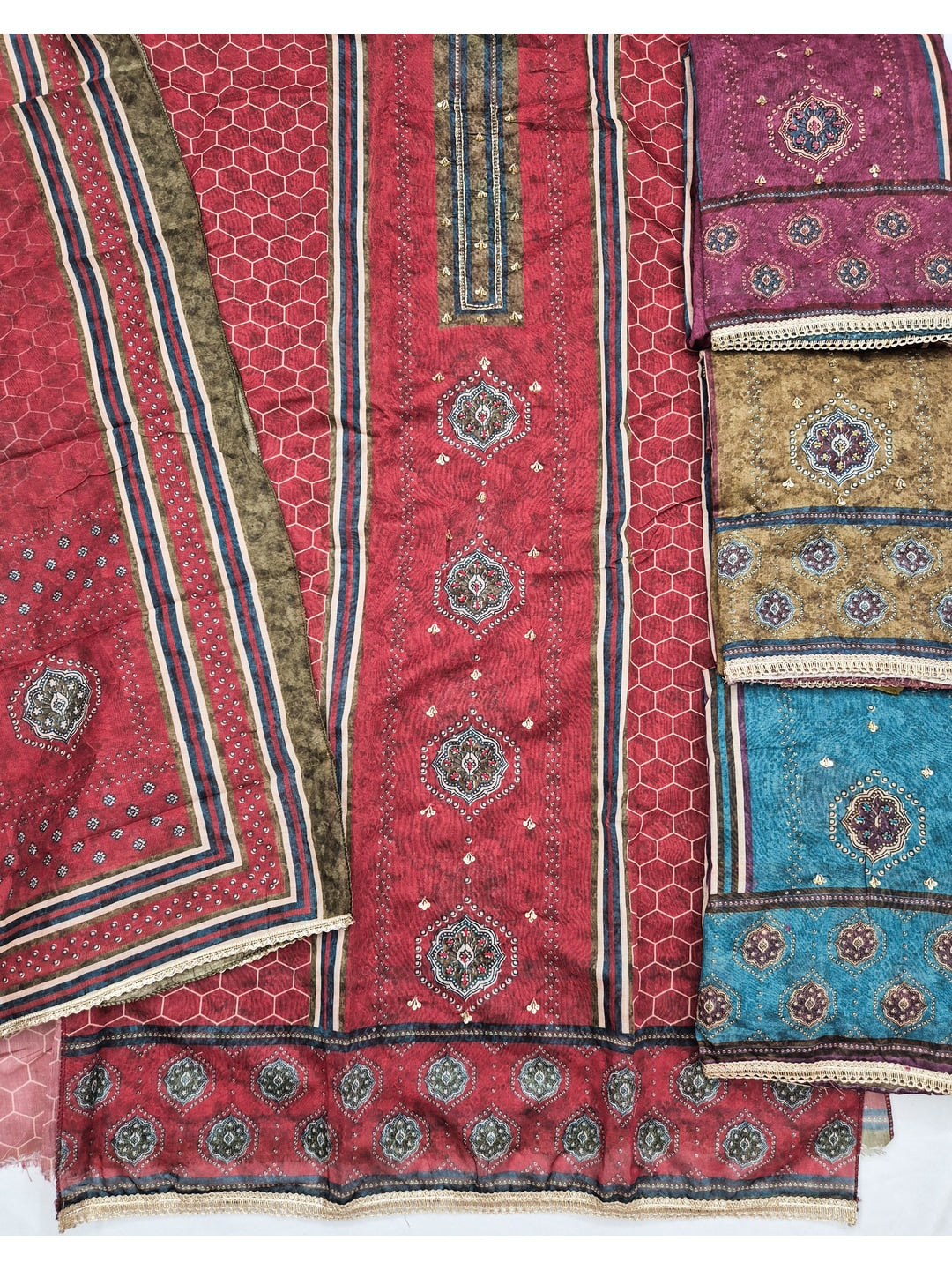 Peachmode Maroon Unstitched Dress Material - Image 1