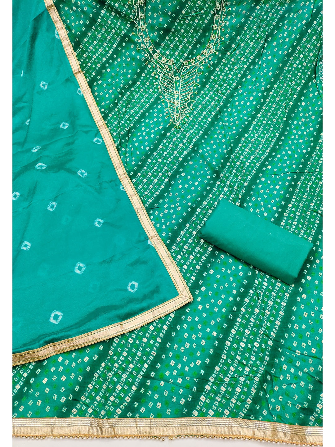 Peachmode Green Unstitched Dress Material - Image 1