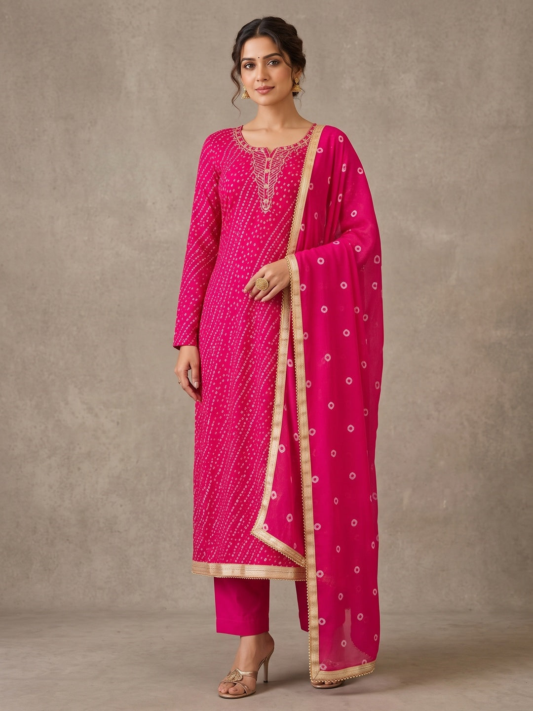 Peachmode Pink Unstitched Dress Material - Image 2