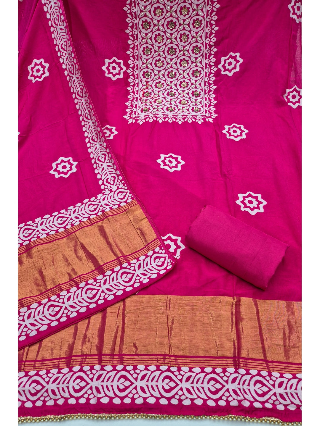 Peachmode Pink Unstitched Dress Material - Image 1