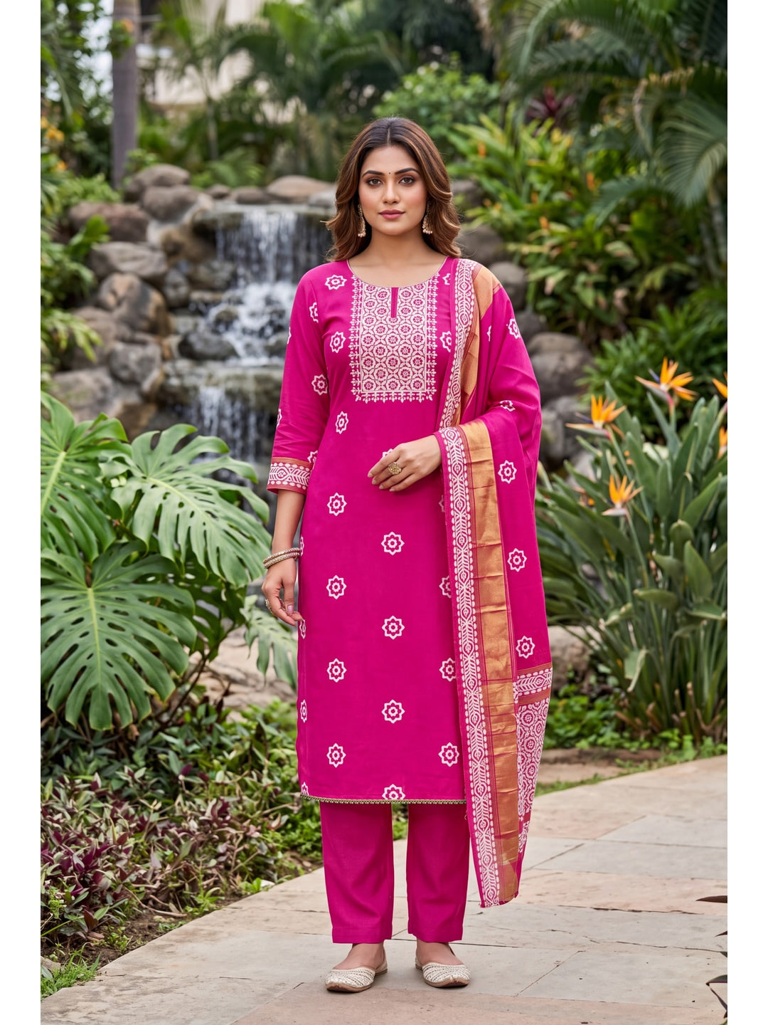 Peachmode Pink Unstitched Dress Material - Image 3