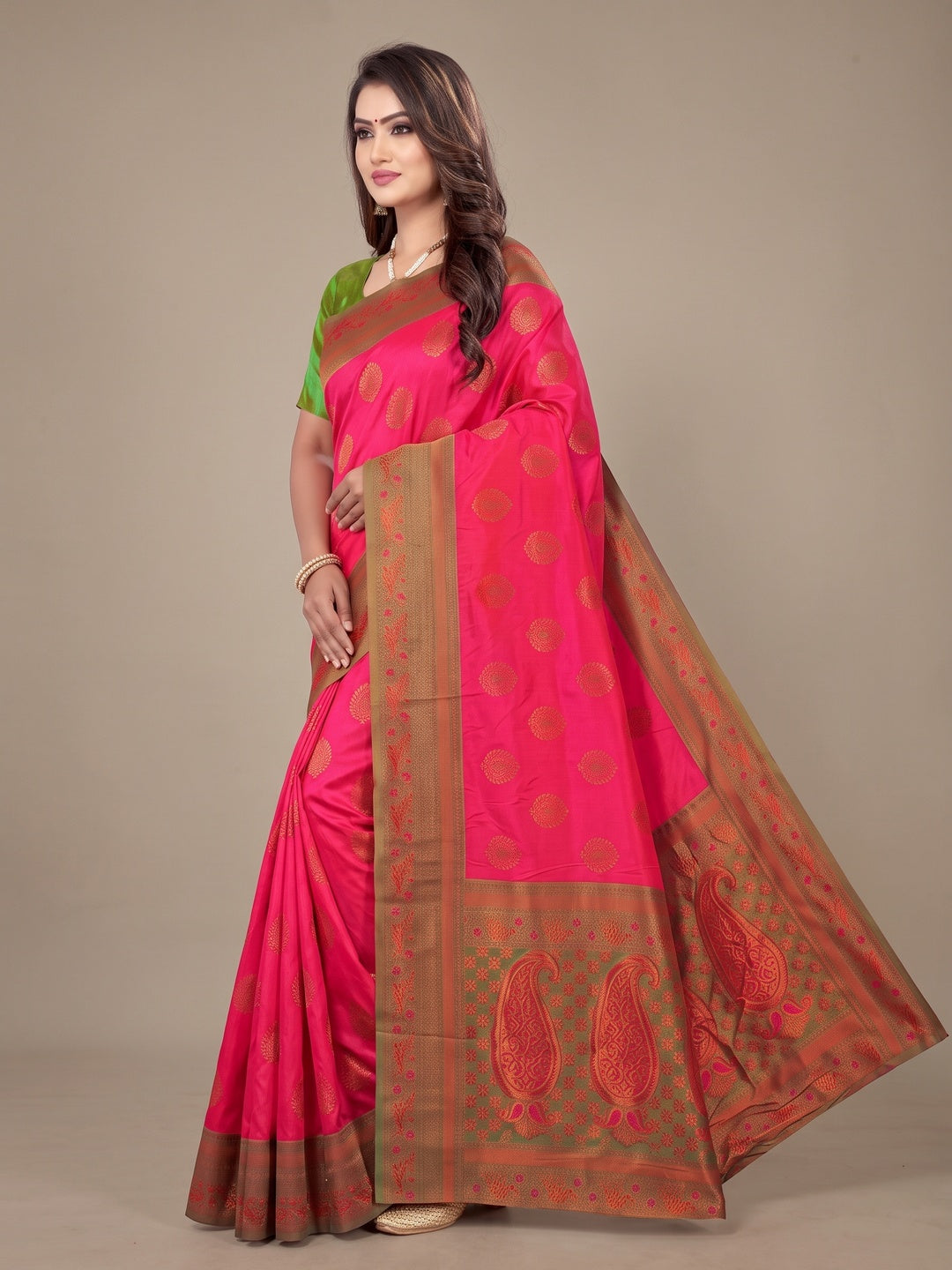 Peachmode Pink Classima Pure Silk Woven Saree - Image 4