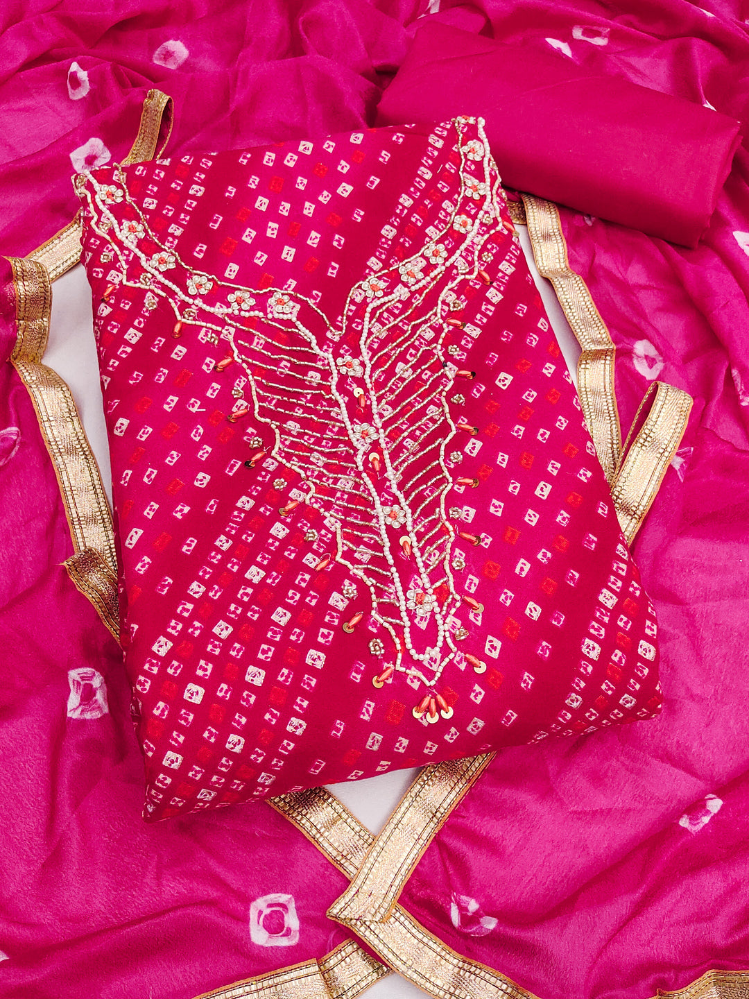 Peachmode Pink Unstitched Dress Material - Image 1