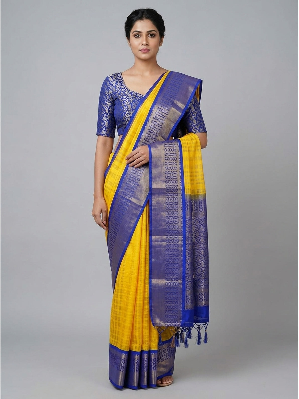 Golden Woven Cotton Silk Saree - Image 4