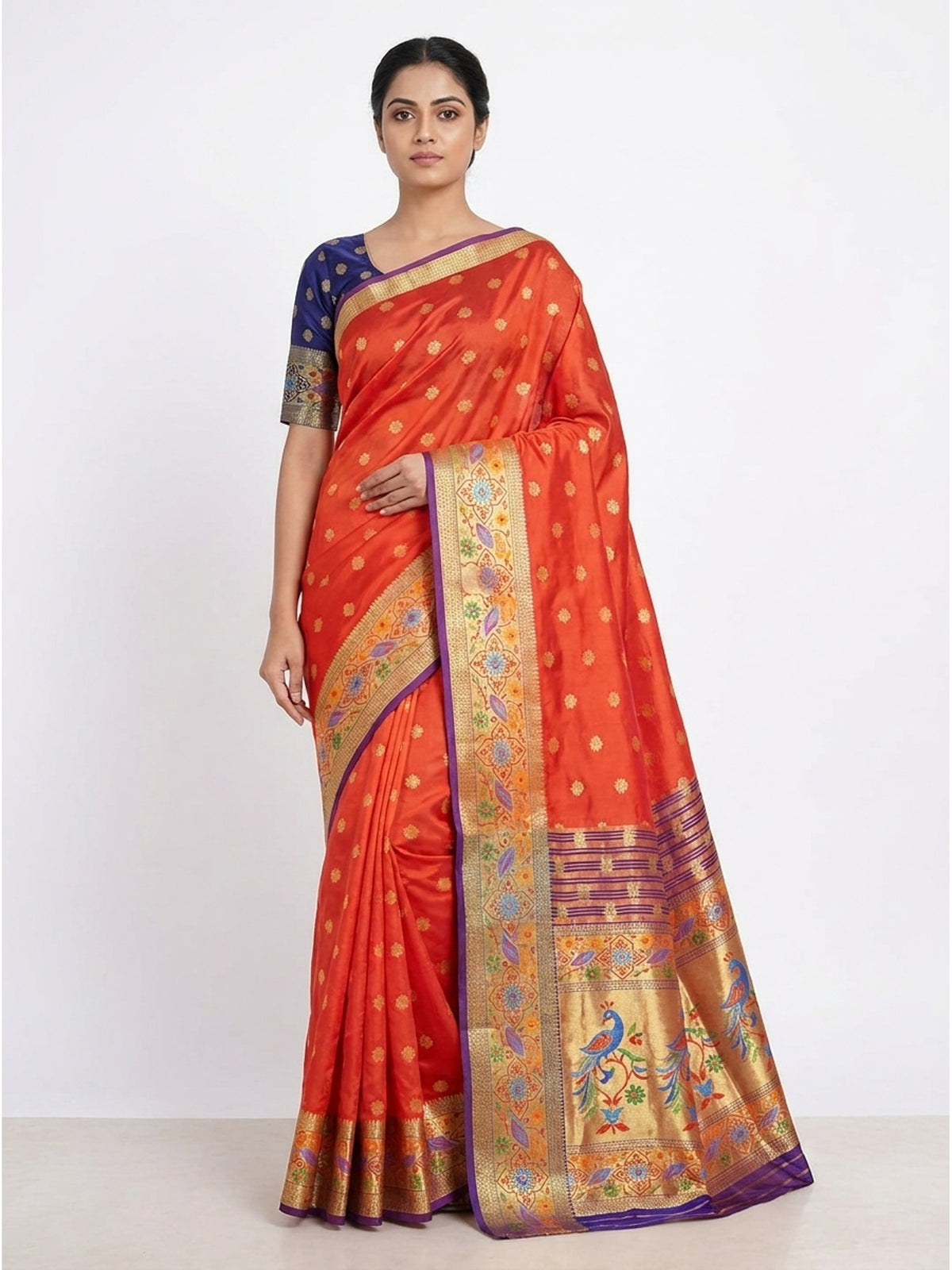 Orange Woven Art Silk Saree - Image 4