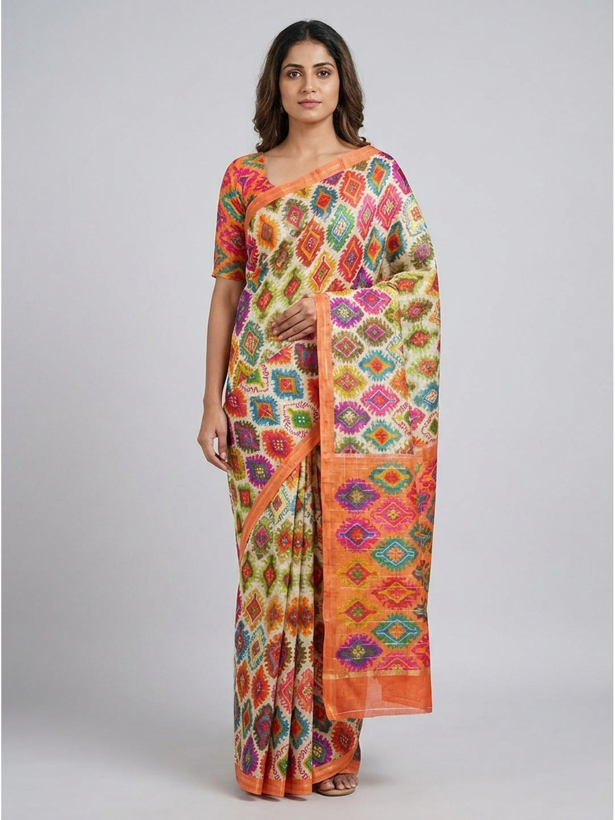 Multicolour Casual Wear Printed Cotton Silk Saree - Image 5
