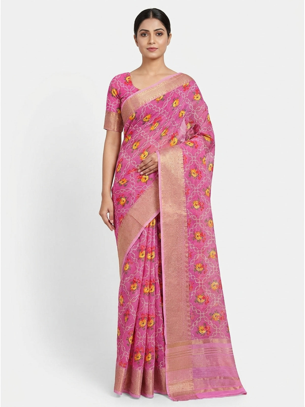 Groovy Pink Colored Festive Wear Woven Banarasi Silk Saree - Image 3
