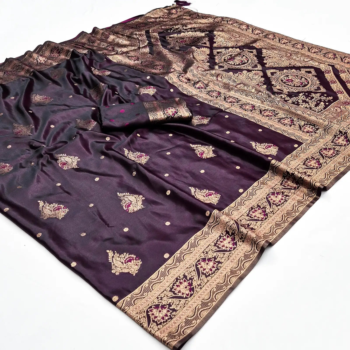 Peachmode Purple Art Silk Woven Saree - Image 1
