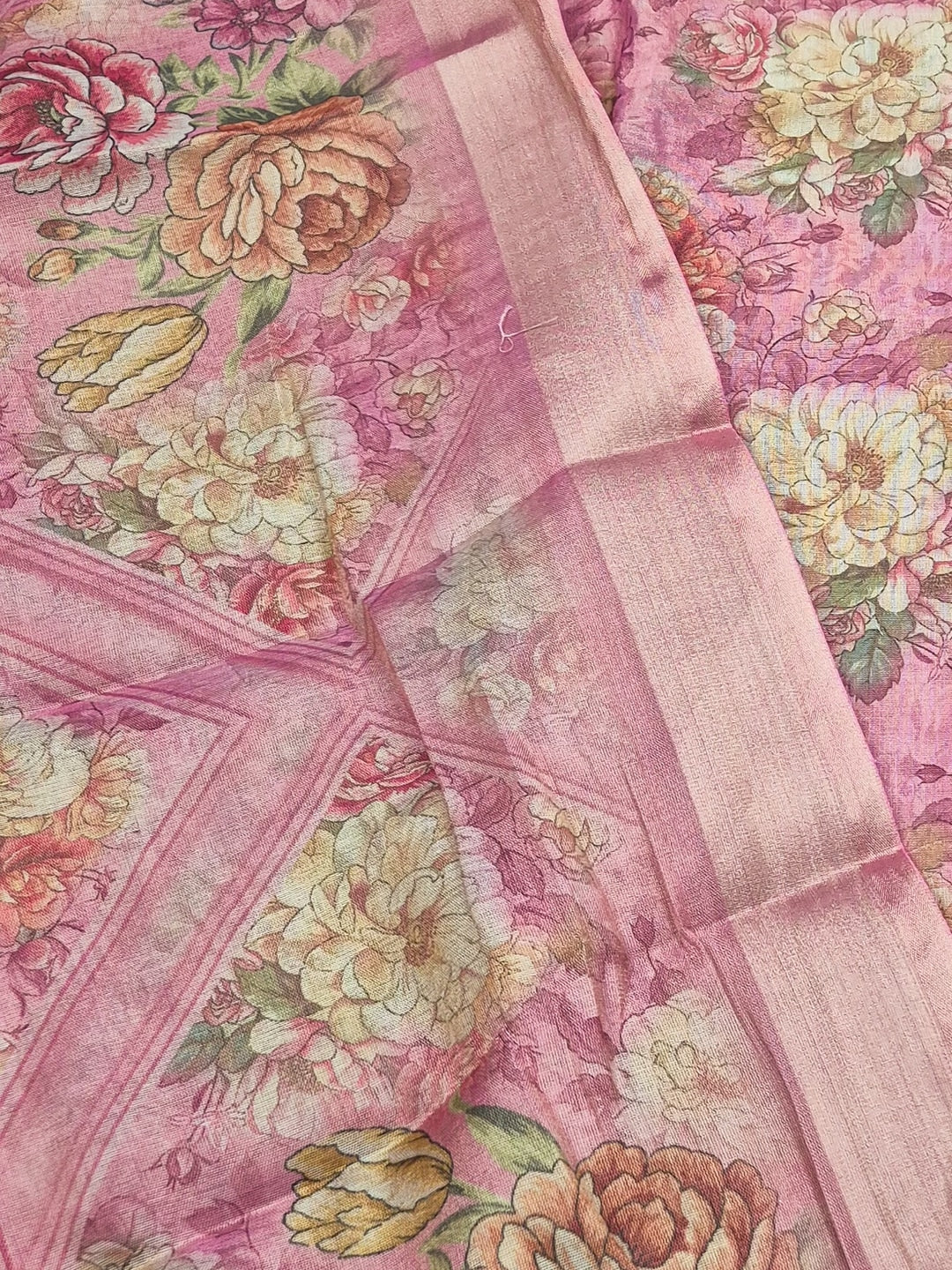 Peachmode Mauve Floral Handwork Cotton Dress Material - Image 5