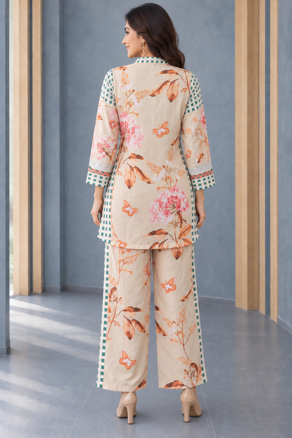 Cream Poly Blend Floral Printed Co-ord Set - Image 4