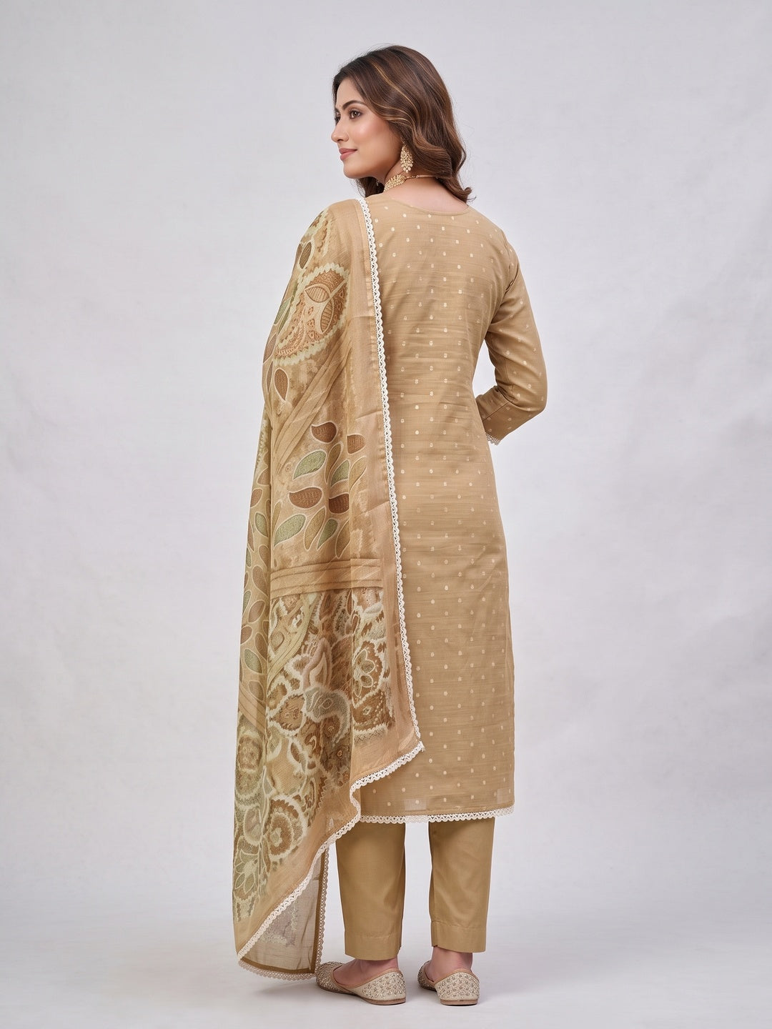 Peachmode Chikoo Unstitched Dress Material - Image 5