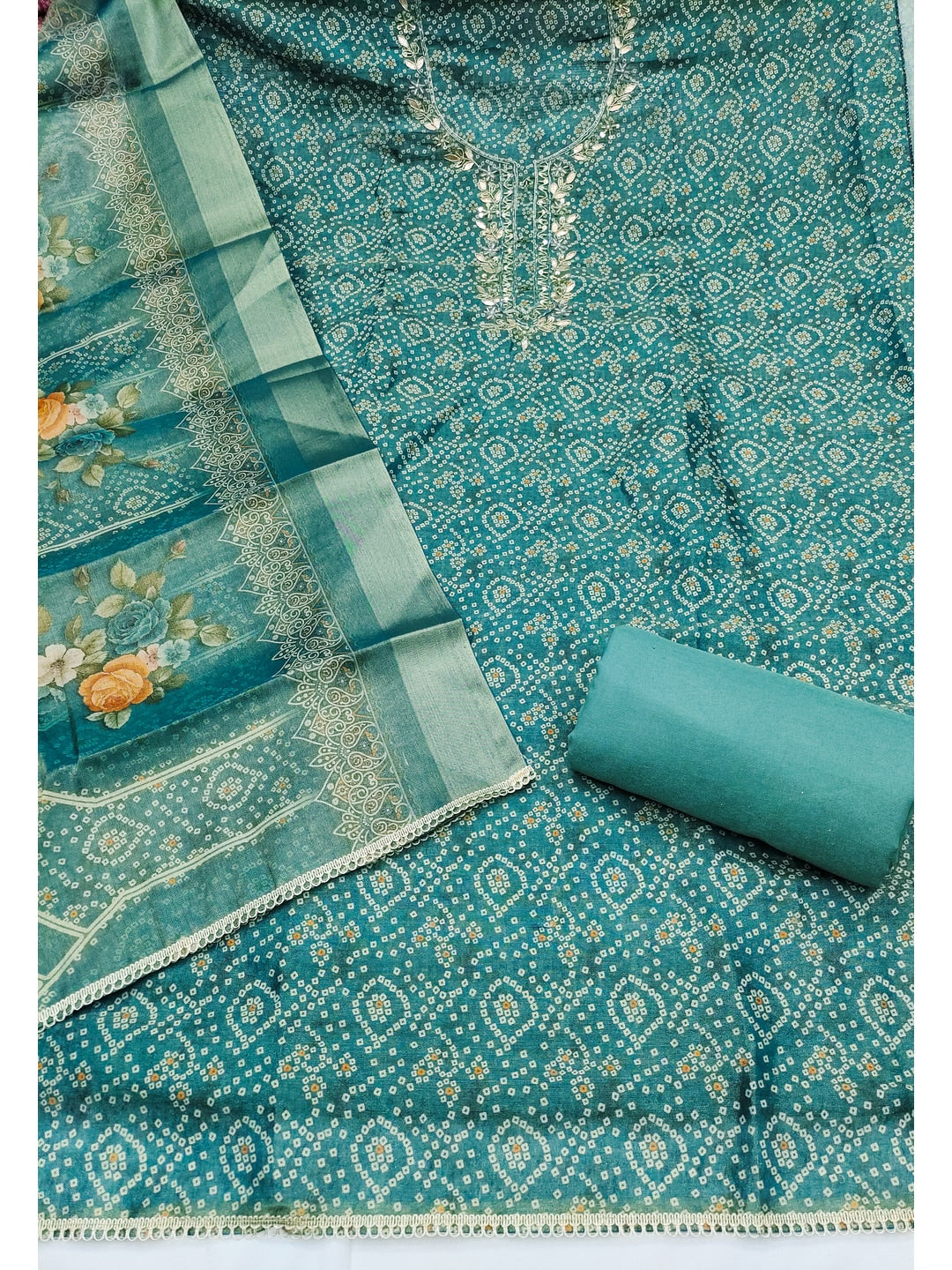 Peachmode Blue Unstitched Dress Material - Image 1