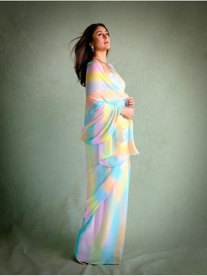 Peachmode Multicolor Digital Printed Georgette Saree - Image 2