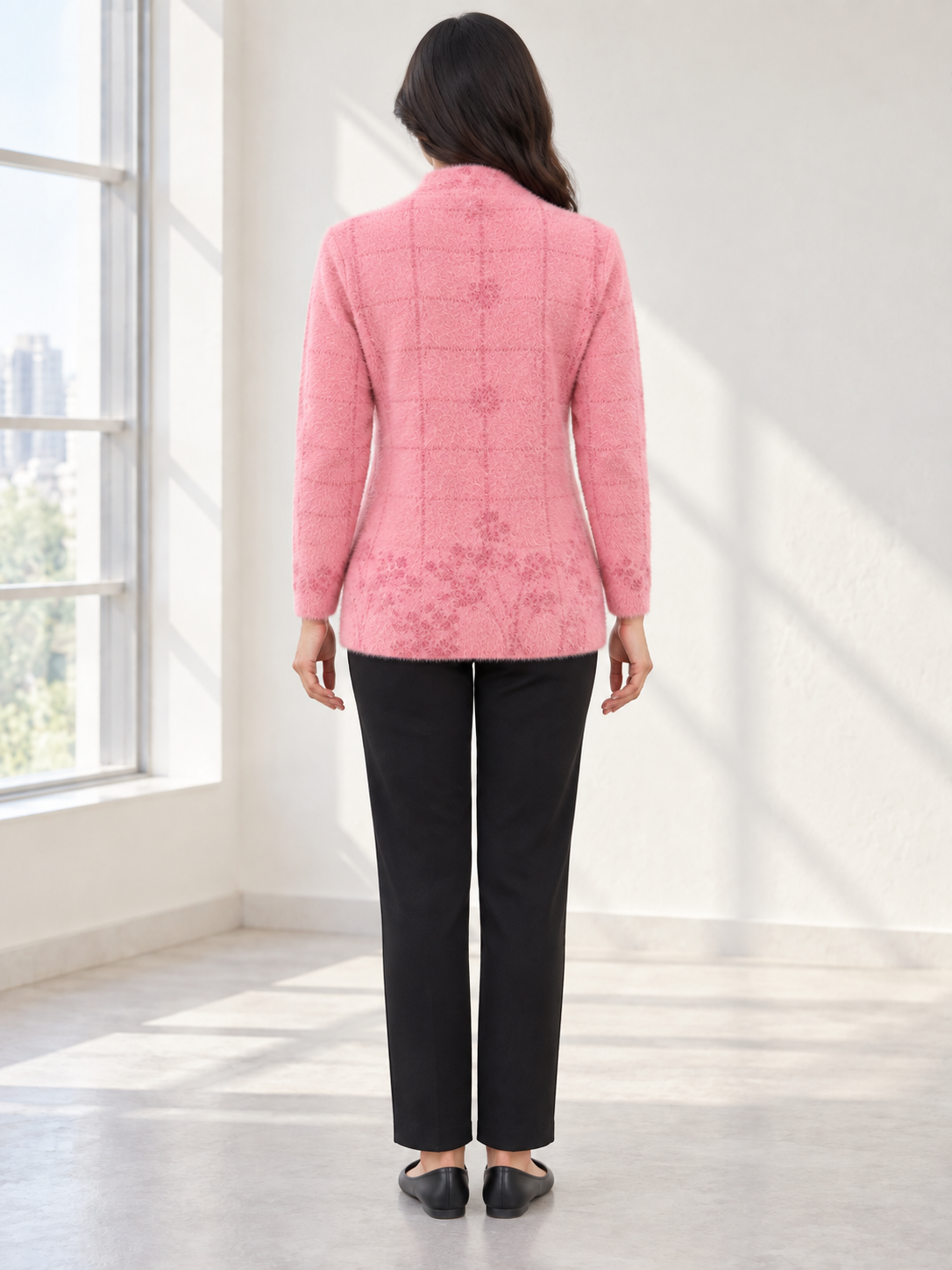 Peachmode Pink Wool Blend Cardigan - Image 4