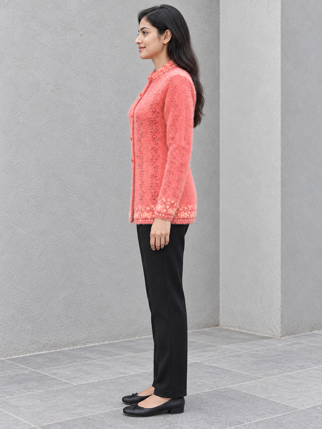 Peachmode Orange Wool Blend Cardigan - Image 3