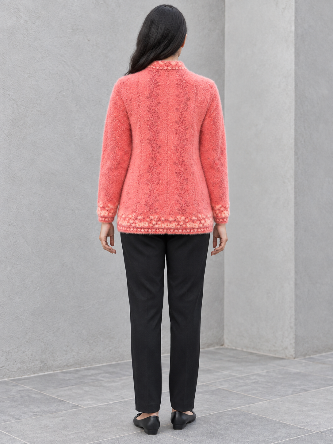 Peachmode Orange Wool Blend Cardigan - Image 4