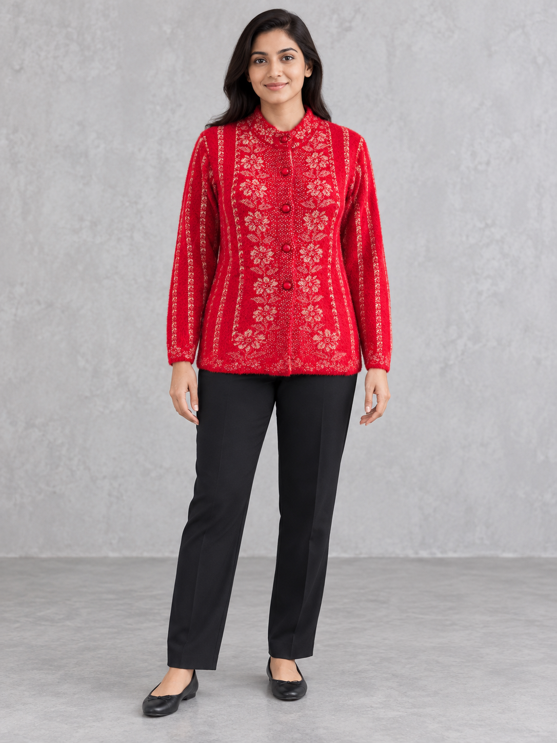 Peachmode Red Wool Blend Cardigan - Image 1