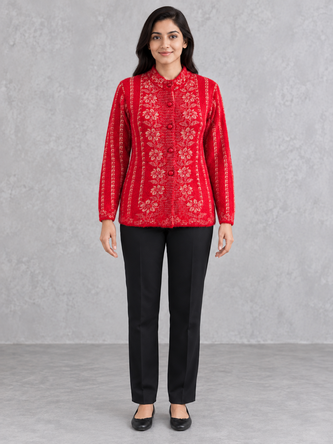 Peachmode Red Wool Blend Cardigan - Image 2