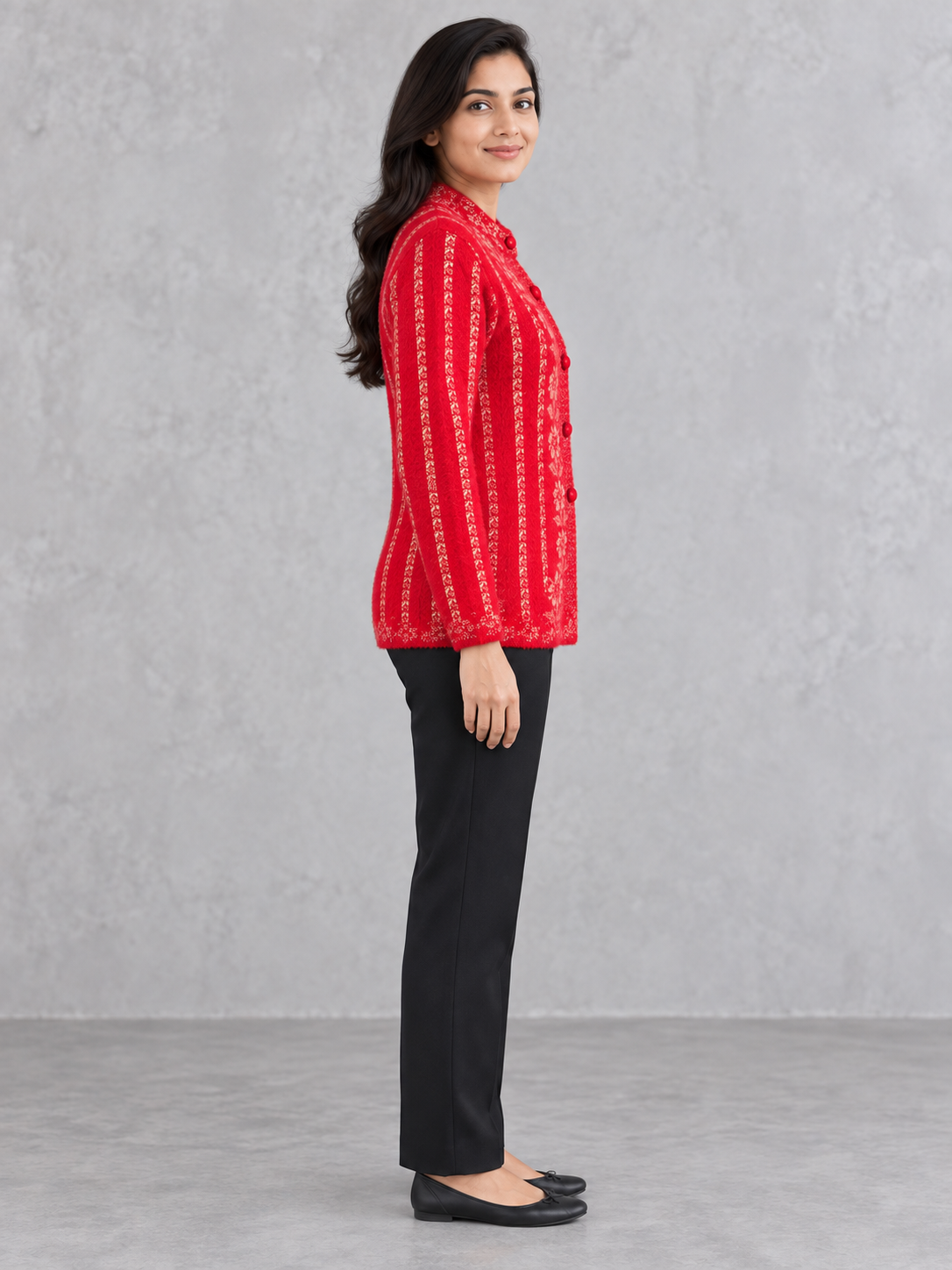 Peachmode Red Wool Blend Cardigan - Image 3