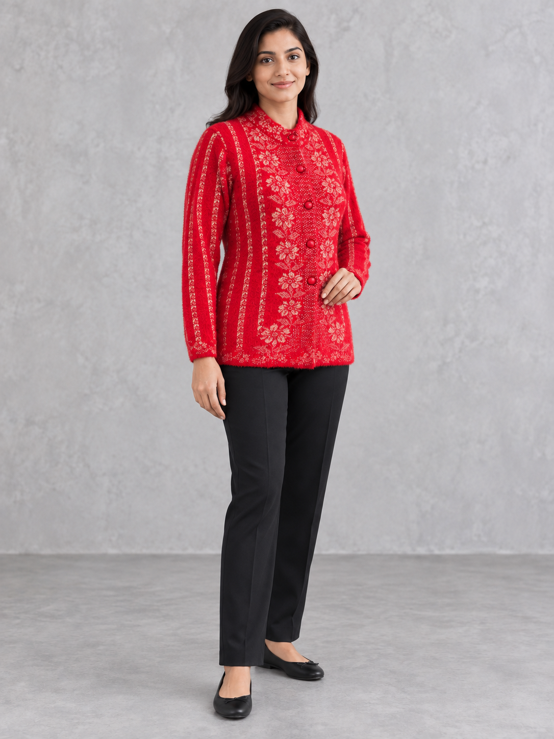 Peachmode Red Wool Blend Cardigan - Image 5