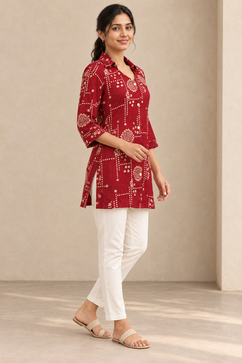 Peachmode Red Rayon Printed Shirt - Image 3
