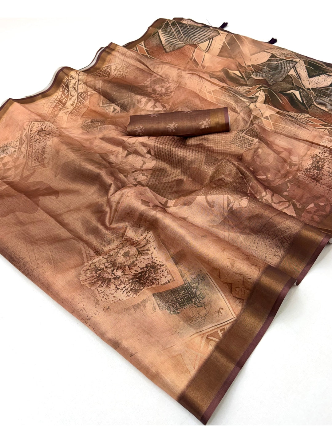 Peachmode Peach Rashna Digital Printed Erode Silk Saree - Image 2