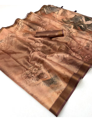 Peachmode Peach Rashna Digital Printed Erode Silk Saree - Image 2