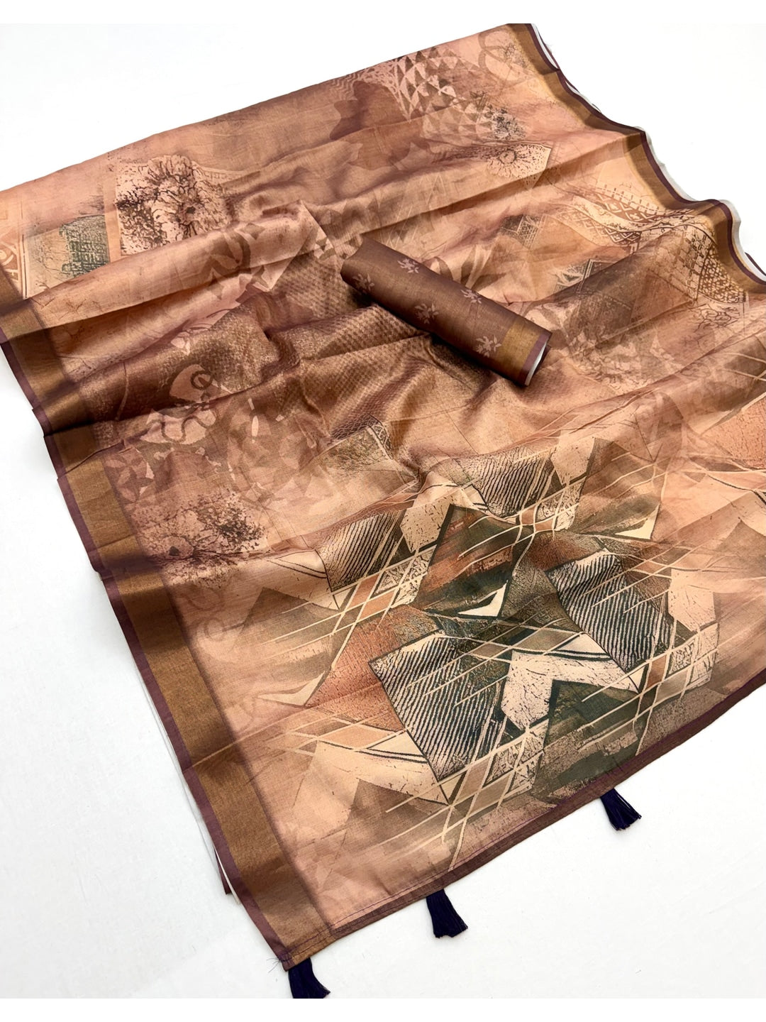 Peachmode Peach Rashna Digital Printed Erode Silk Saree - Image 3