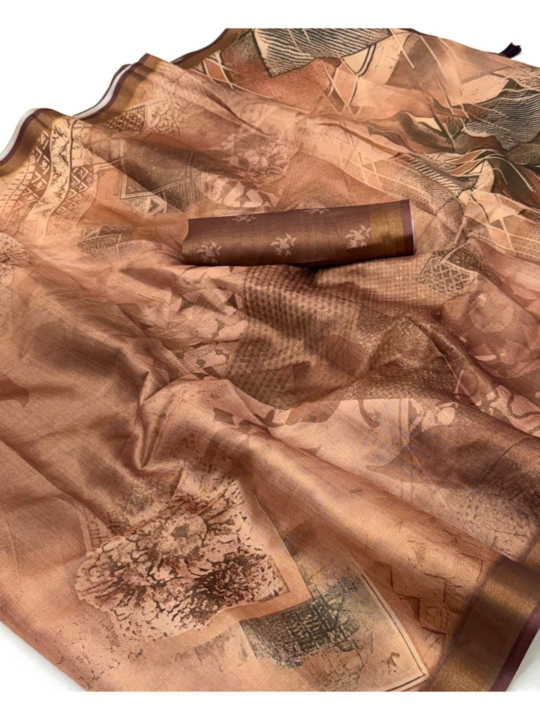 Peachmode Peach Rashna Digital Printed Erode Silk Saree - Image 4