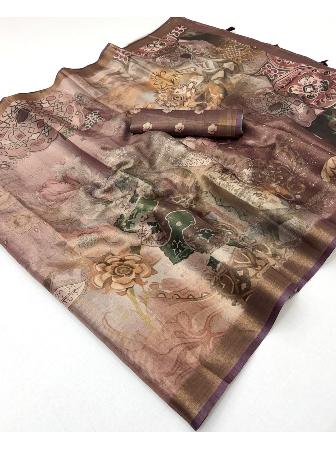 Peachmode Mauve Rashna Digital Printed Erode Silk Saree - Image 2