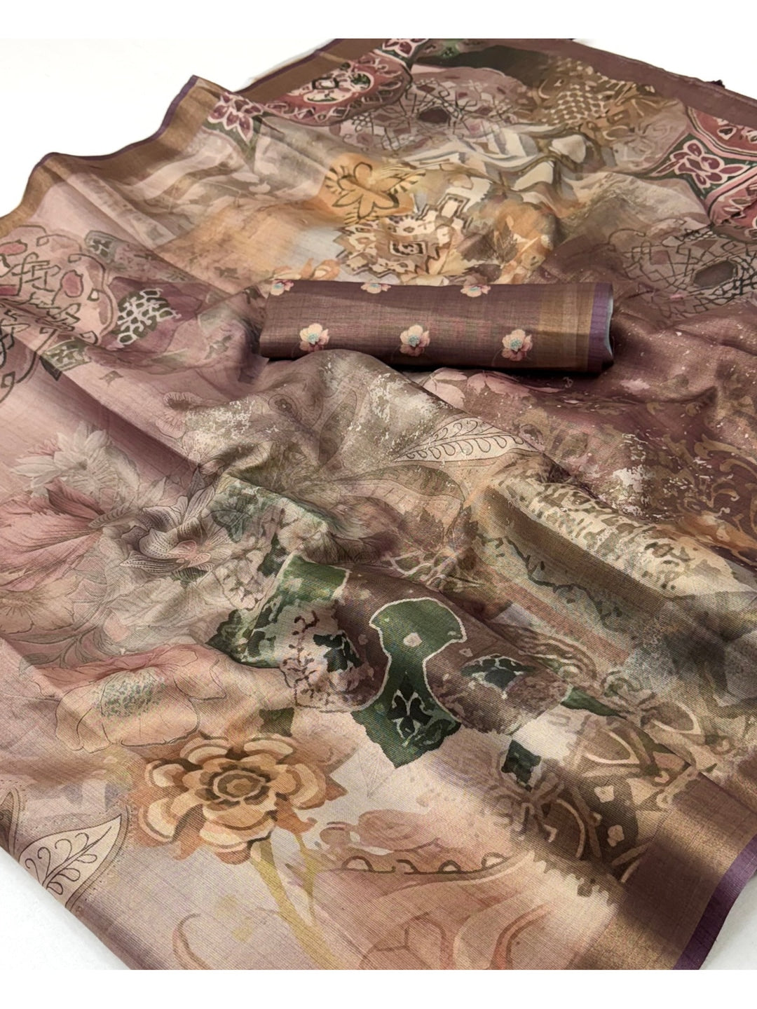 Peachmode Mauve Rashna Digital Printed Erode Silk Saree - Image 4