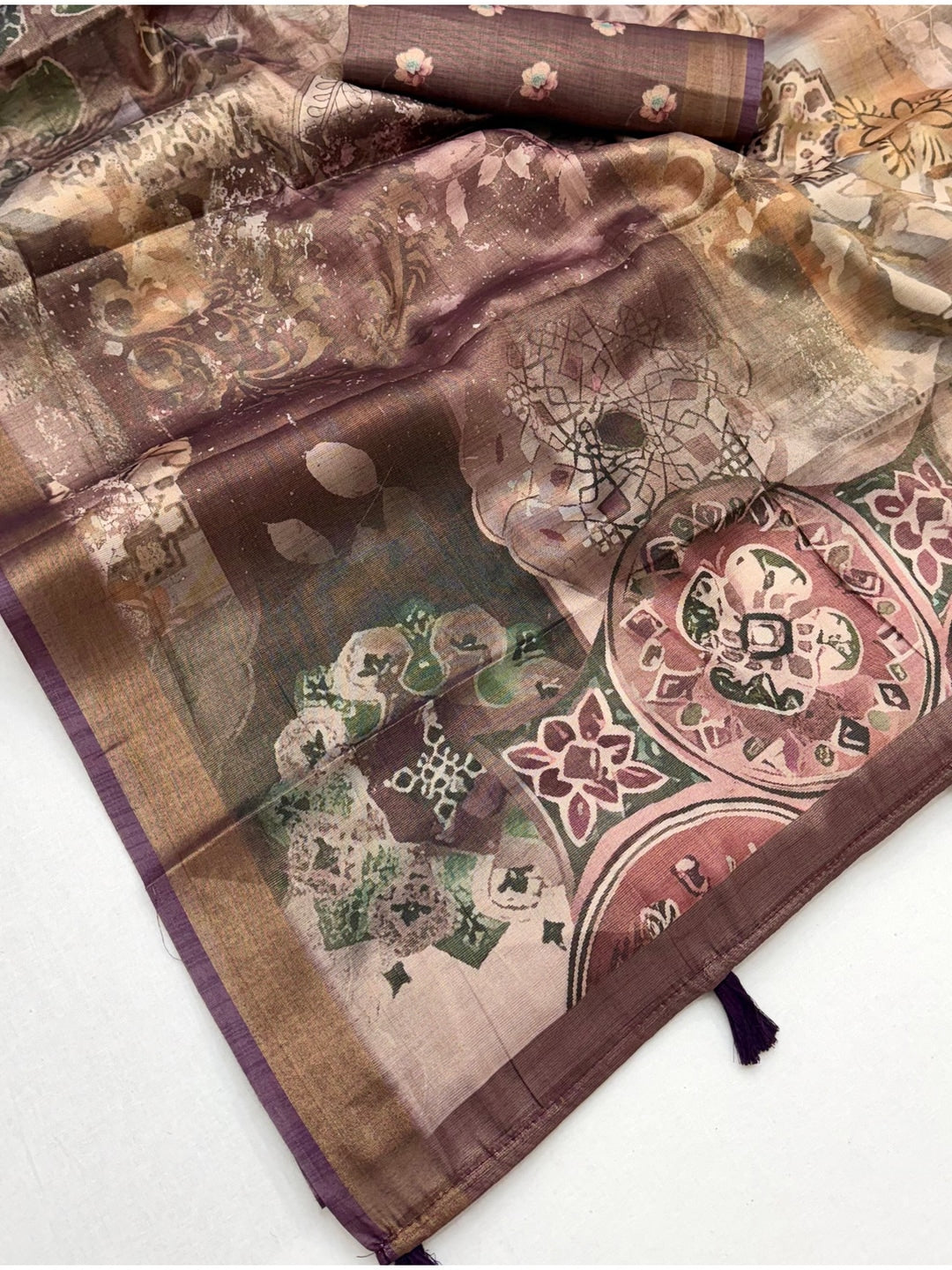 Peachmode Mauve Rashna Digital Printed Erode Silk Saree - Image 5