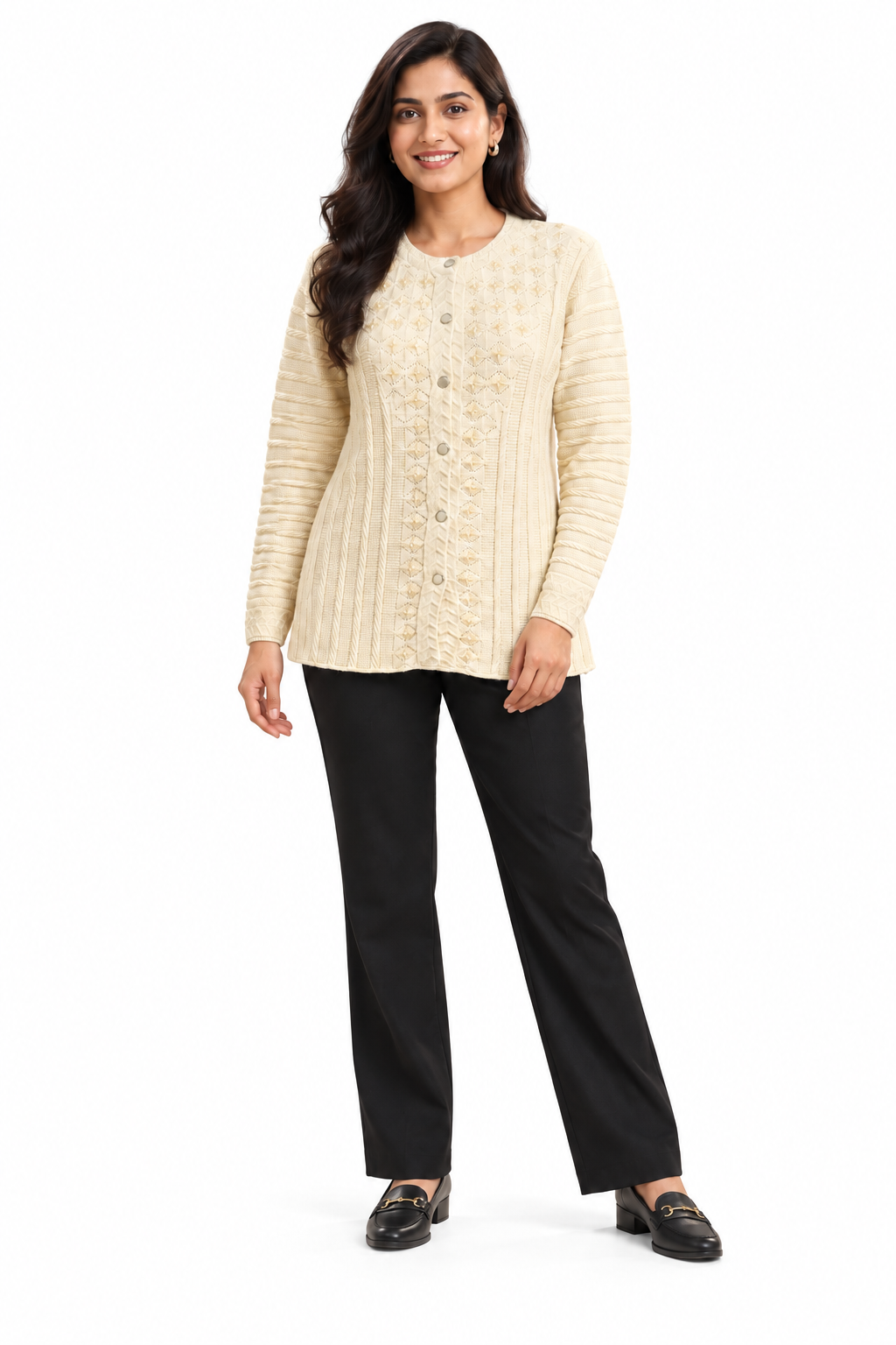 AARD-RUBAI-0002-CREAM clean white-background model view