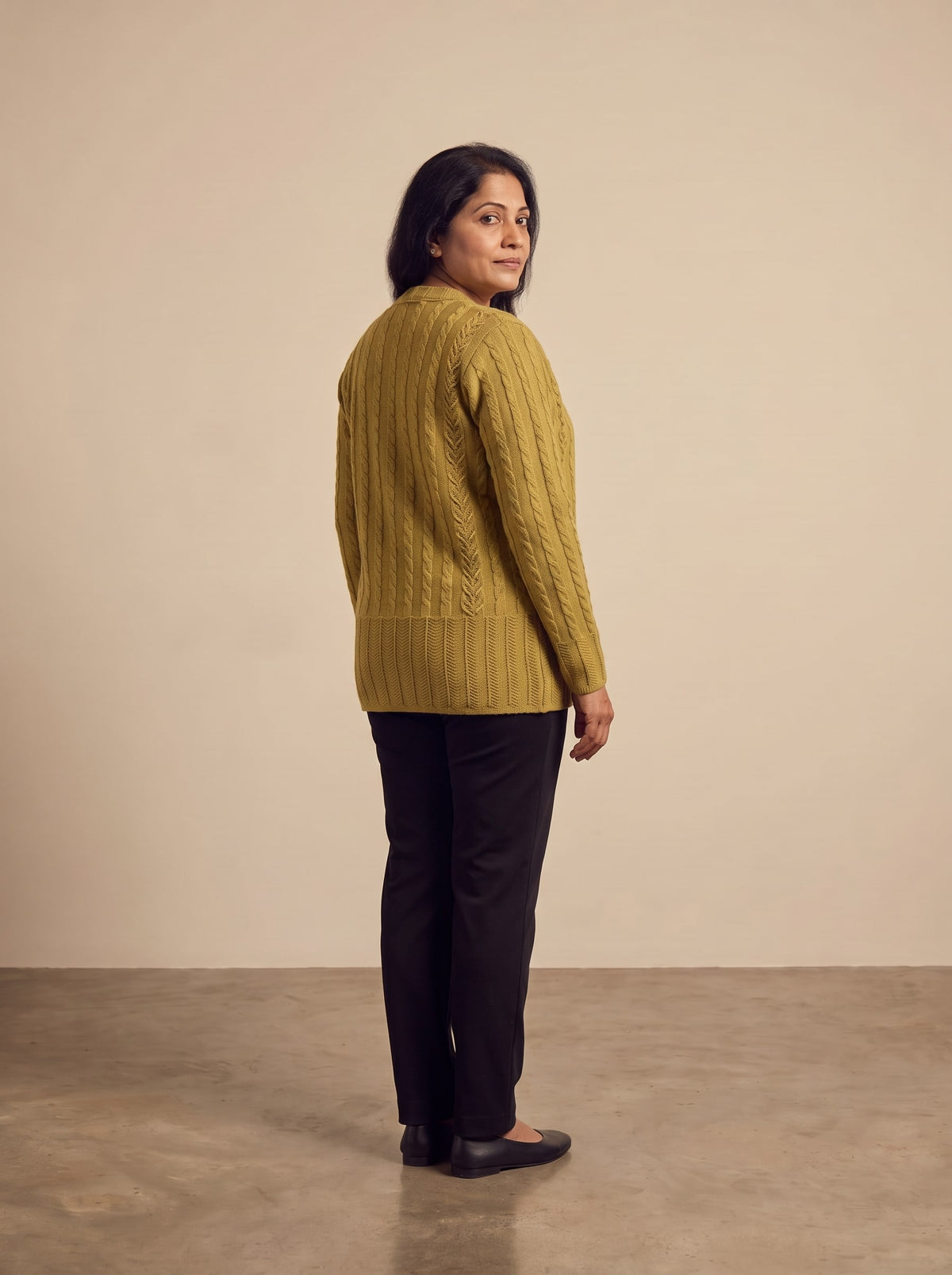 Mehndi Woolen Knit Cardigan - Image 4
