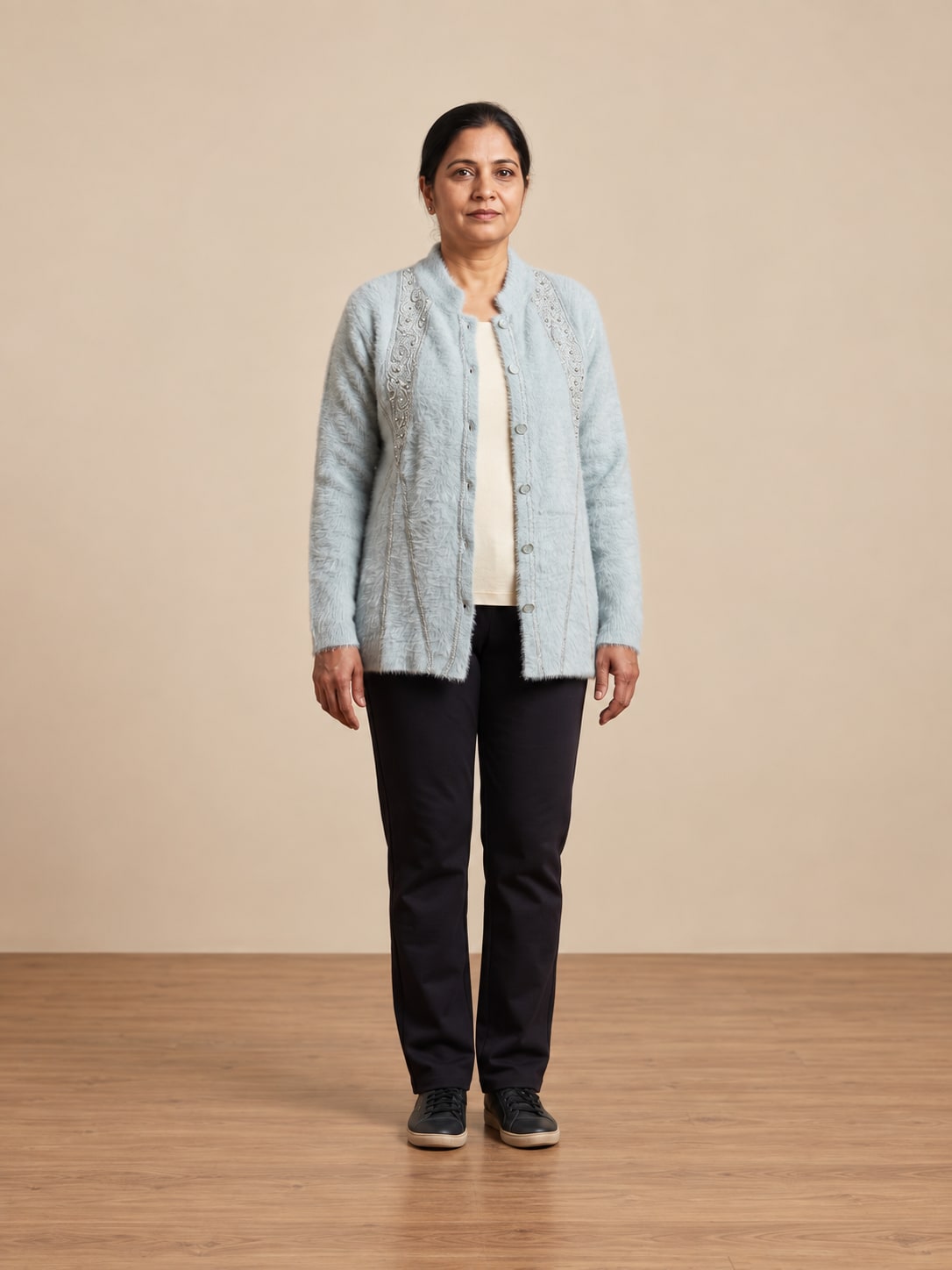 Blue Woolen Knit Cardigan - Image 2