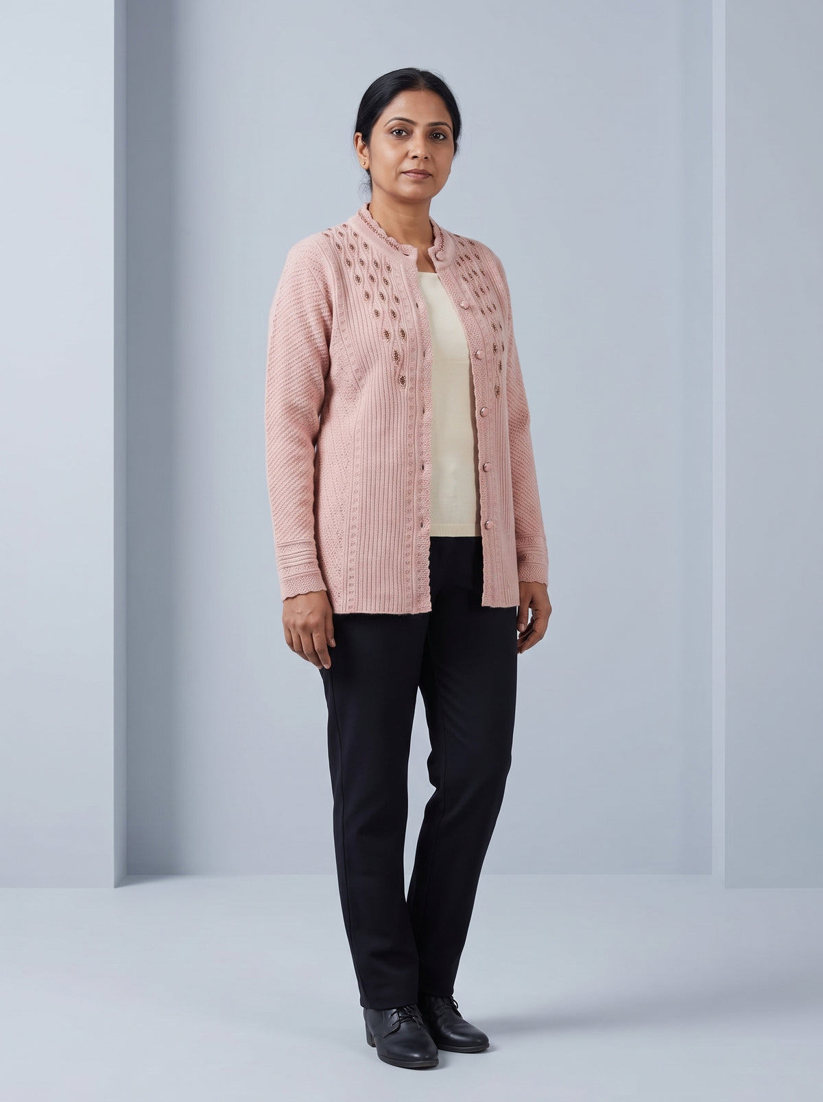 Pink Woolen Knit Cardigan - Image 1