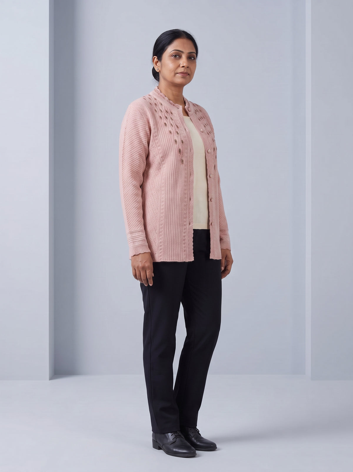 Pink Woolen Knit Cardigan - Image 3