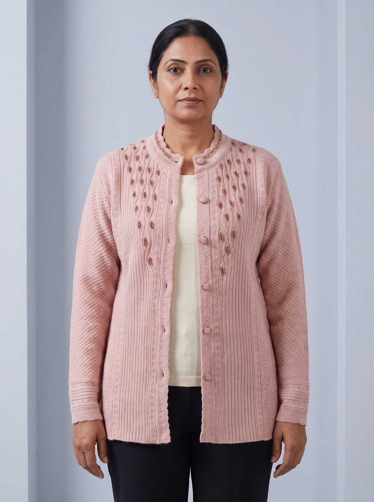 Pink Woolen Knit Cardigan - Image 5