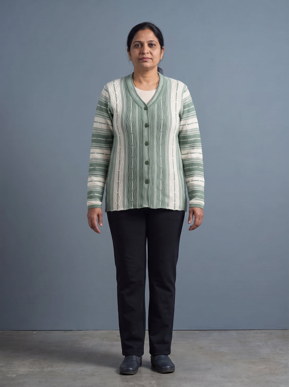 Green Woolen Knit Cardigan - Image 2