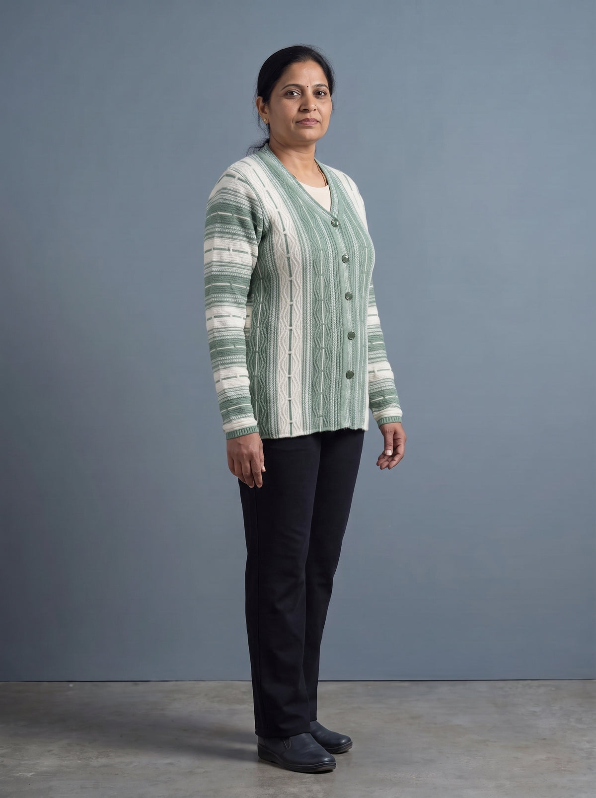 Green Woolen Knit Cardigan - Image 3