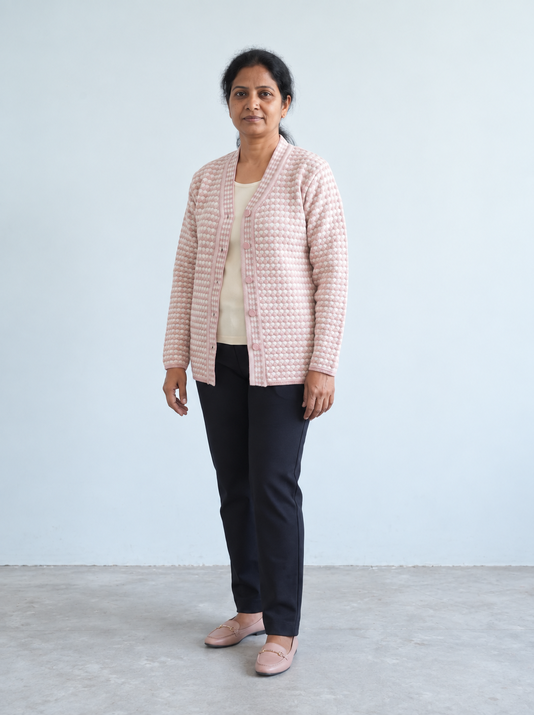 Pink Woolen Knit Cardigan - Image 1