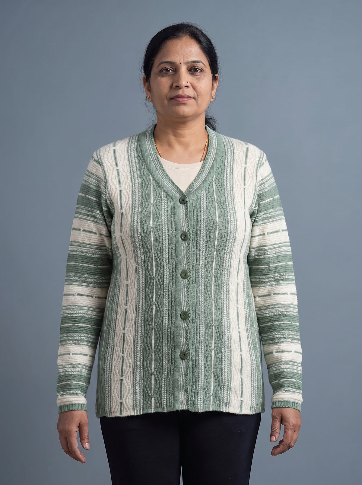 Green Woolen Knit Cardigan - Image 5