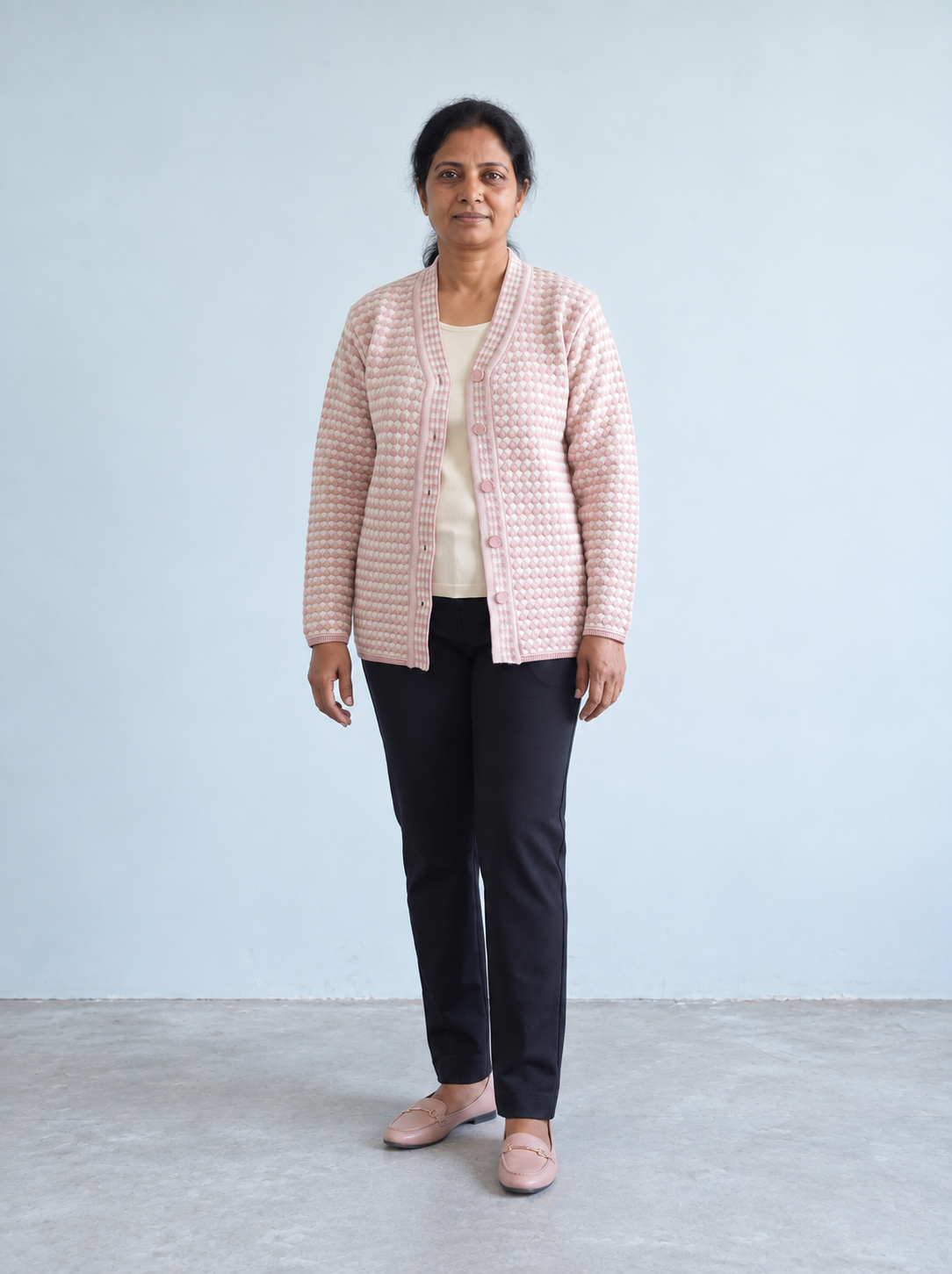 Pink Woolen Knit Cardigan - Image 2