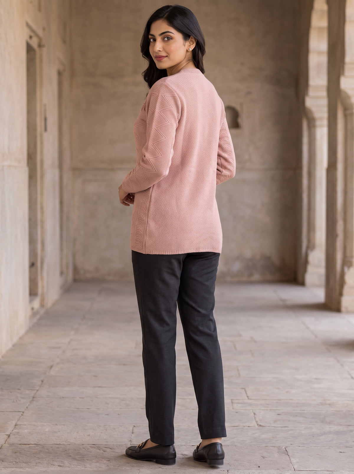 Pink Woolen Knit Cardigan - Image 4