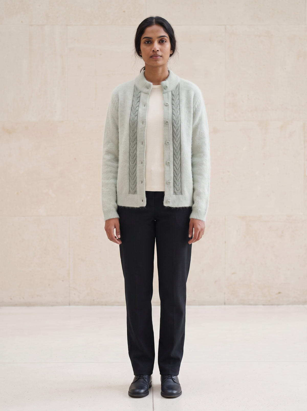 Green Woolen Knit Cardigan - Image 2