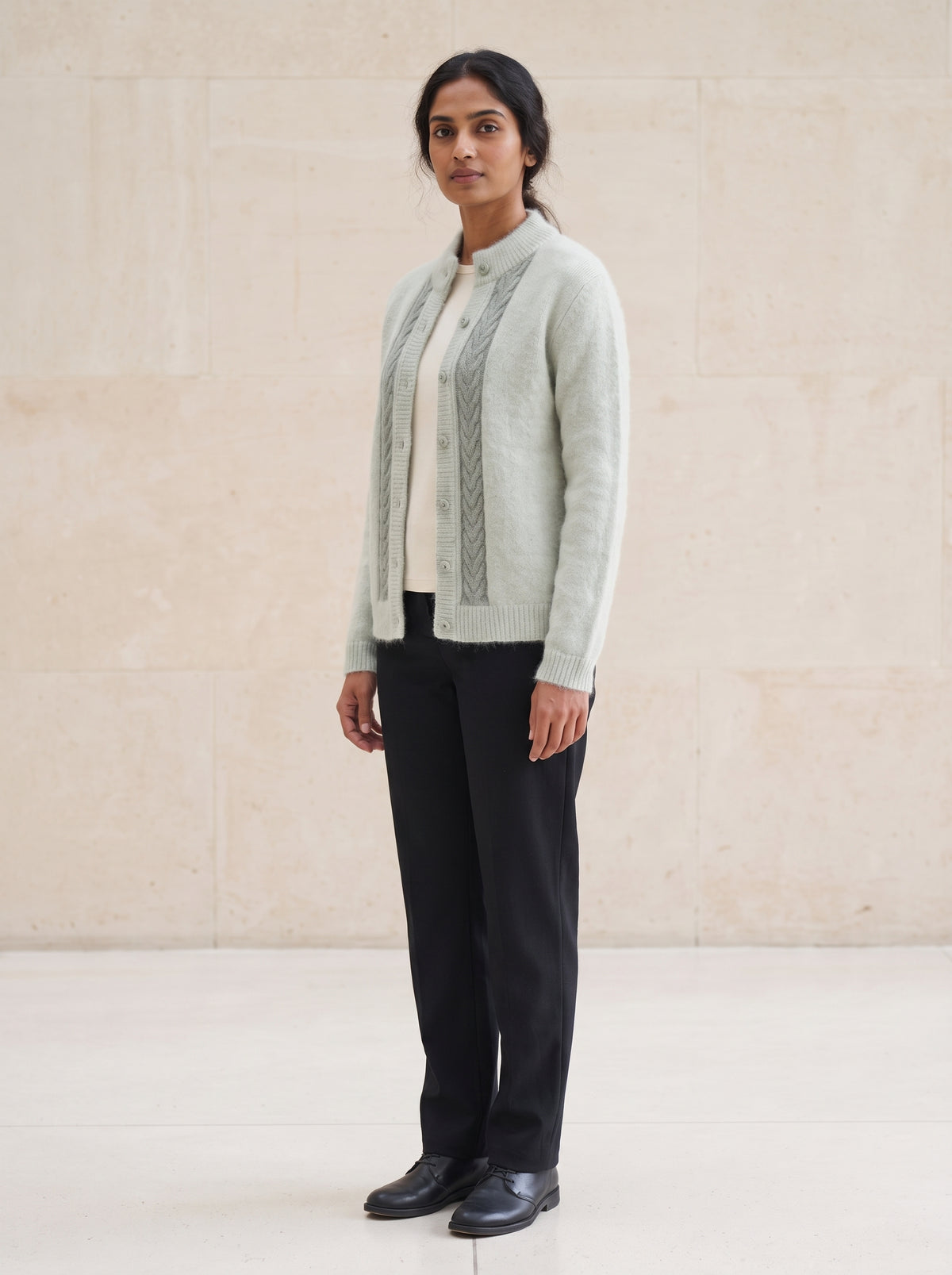 Green Woolen Knit Cardigan - Image 3