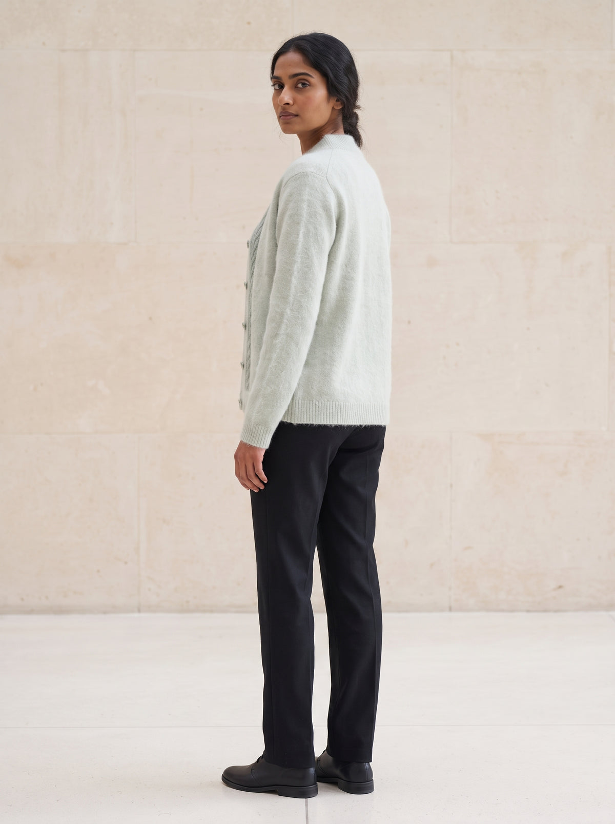 Green Woolen Knit Cardigan - Image 4